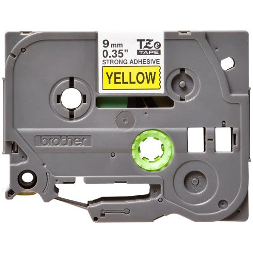 Brother TZe-S621 Strong Adhesive Label Tape 9mm Black on Yellow