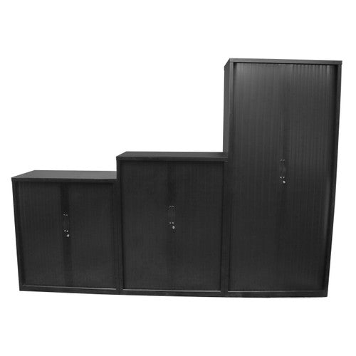 Rapidline Go Tambour Door Cupboard with 5 Shelves 1200 x 1981 x 473mm Black