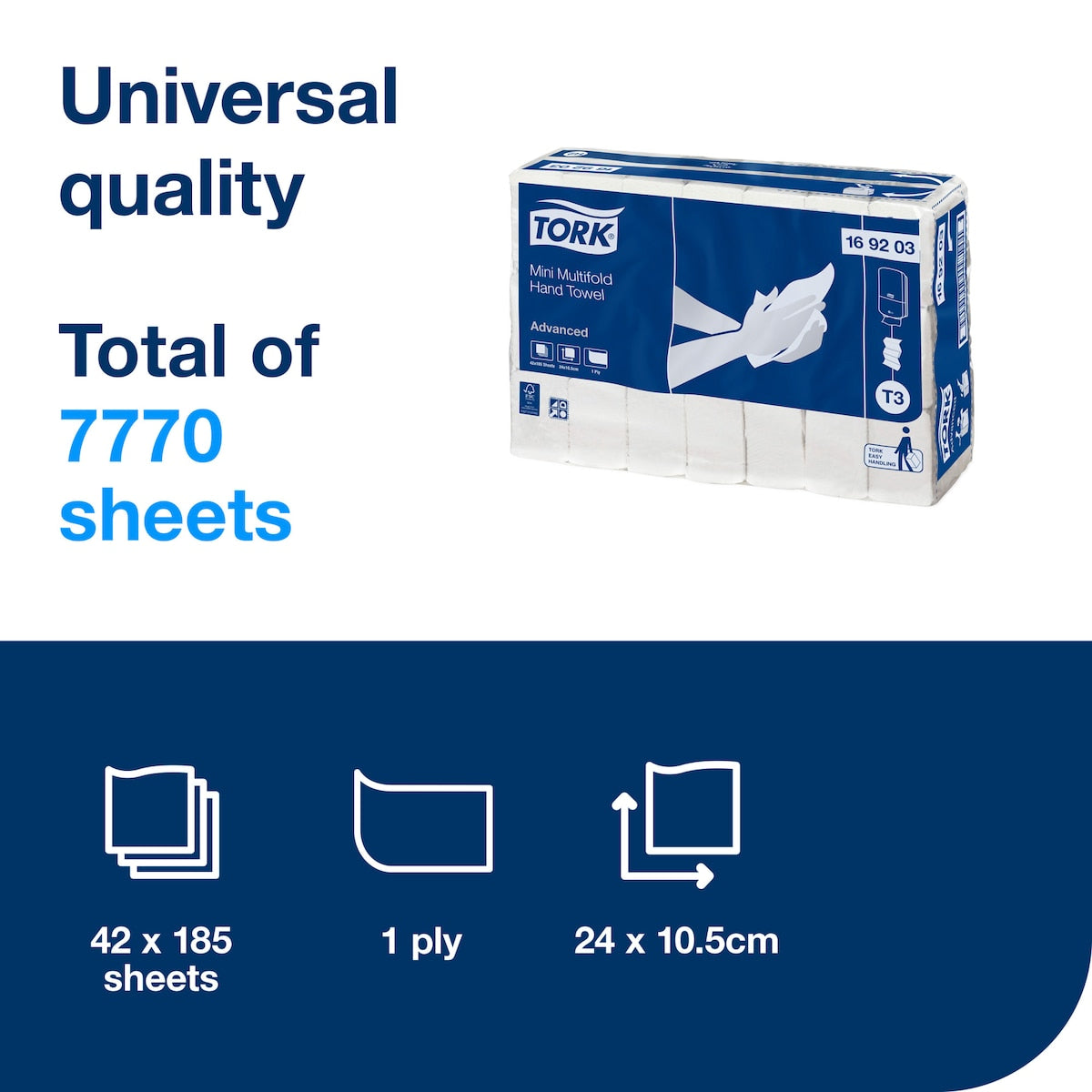 Tork Mini Multifold Hand Towel Advanced Carton of 42 x 185 Sheets