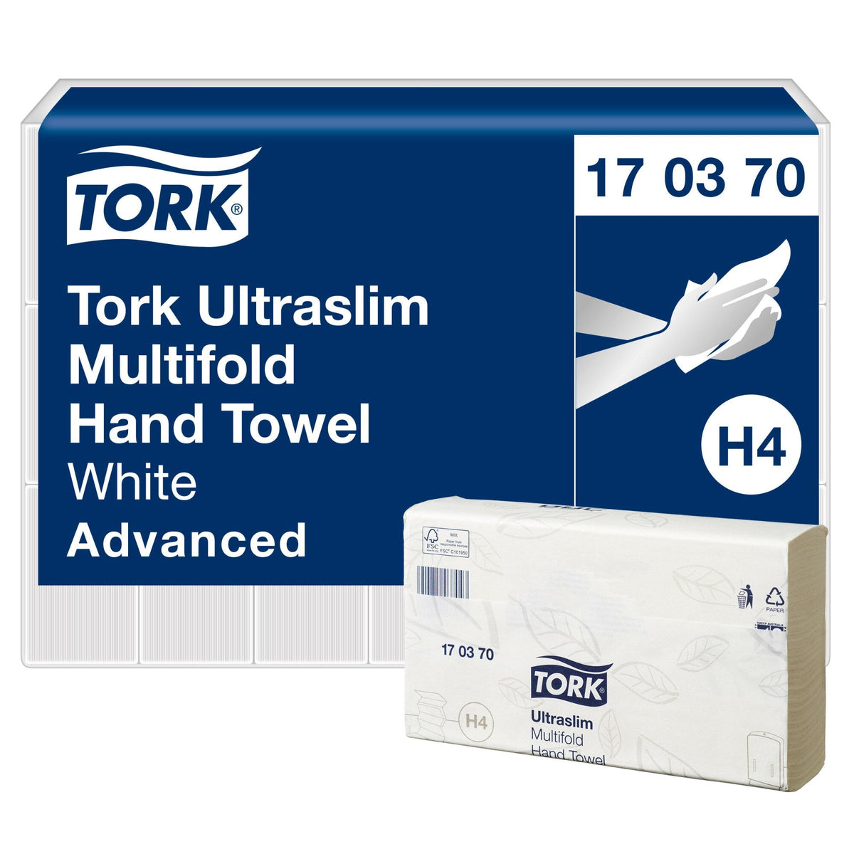 Tork Ultraslim Multifold Hand Towel 1 Ply Advanced H4 White Carton of 20 x 150 Sheets