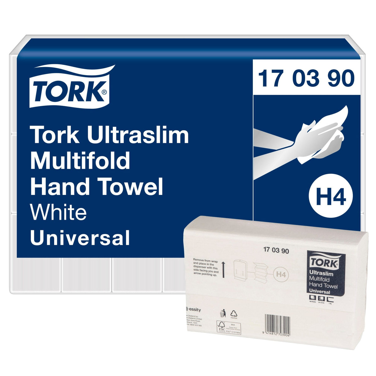 Tork Ultraslim Multifold Hand Towel 1 Ply Universal H4 White Carton of 20 x 180 Sheets
