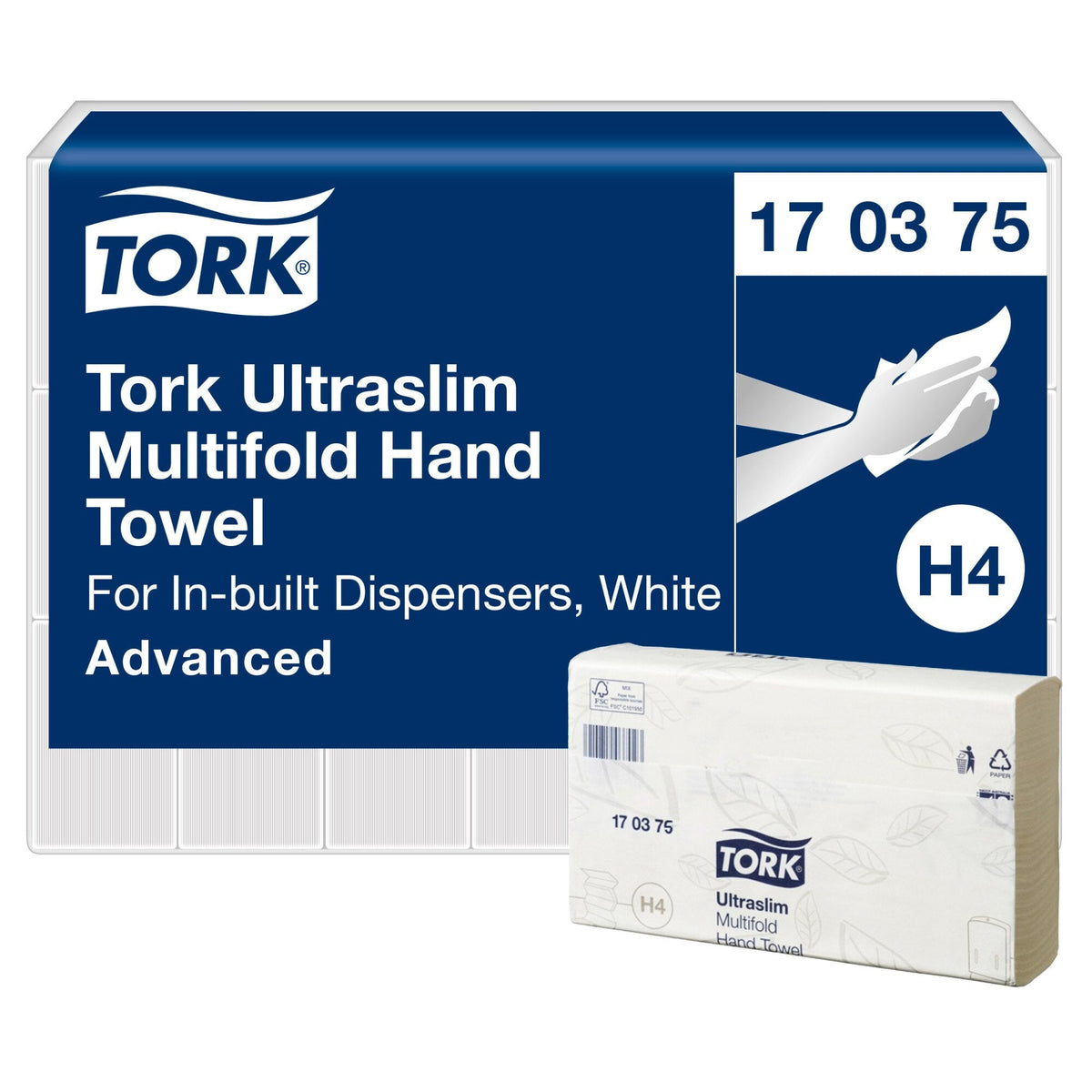 Tork Ultraslim Towel for In-built Dispensers 1 Ply Advanced H4 White Carton of 20 x 150 Sheets