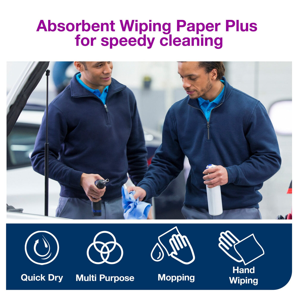Tork Wiping Paper Plus Blue Combi Roll 2 Ply W1 W2 Blue Carton of 2 Rolls