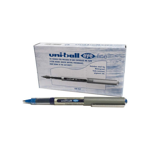 Uni-Ball Eye UB-157 Liquid Ink Rollerball Pen 0.7mm Blue Box of 12
