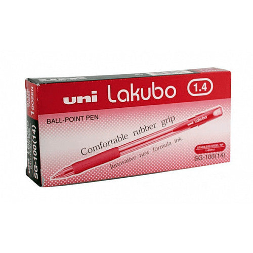 Uni Lakubo SG-100 Ballpoint Pen 1.4mm Red Box of 12