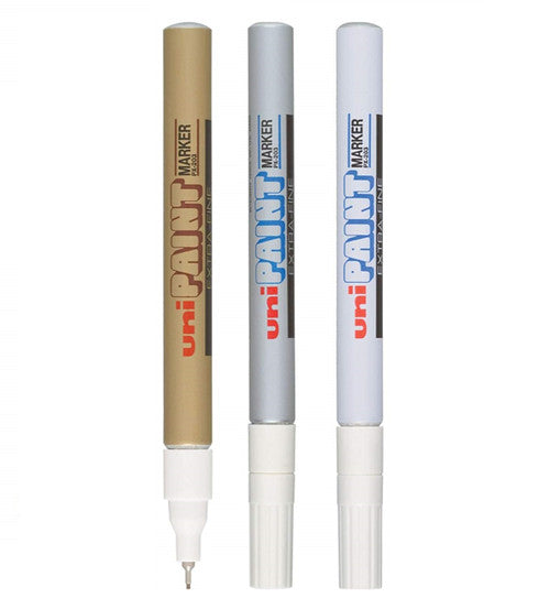 Uni Paint PX-203 Permanent Marker 0.8mm Ultra Fine Gold Box of 12