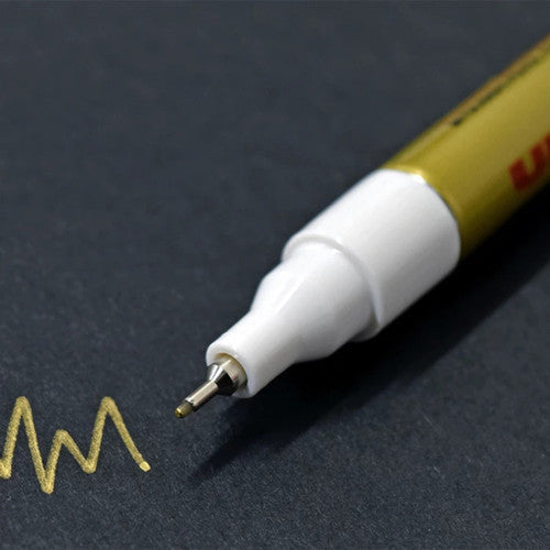 Uni Paint PX-203 Permanent Marker 0.8mm Ultra Fine Gold Box of 12