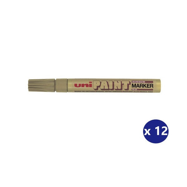 Uni Paint Permanent Marker 2.8mm Bullet Tip Gold Box of 12