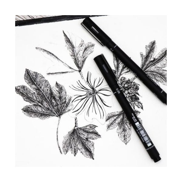 Uni Pin Fineliner Drawing Pen Black Assorted Set of 5