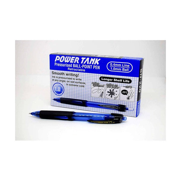 Uni Power Tank Ballpoint Pen Retractable 1.0mm Blue Box of 12