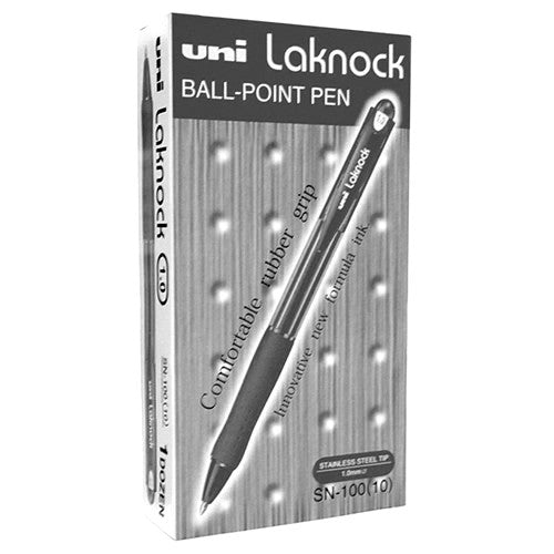 Uni Laknock SN-100 Retractable Ballpoint Pen 1.0mm Black Box of 12