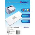 Unistat 38931 Multipurpose Labels 70 x 25mm 33UP 100 Sheets 3300 Labels
