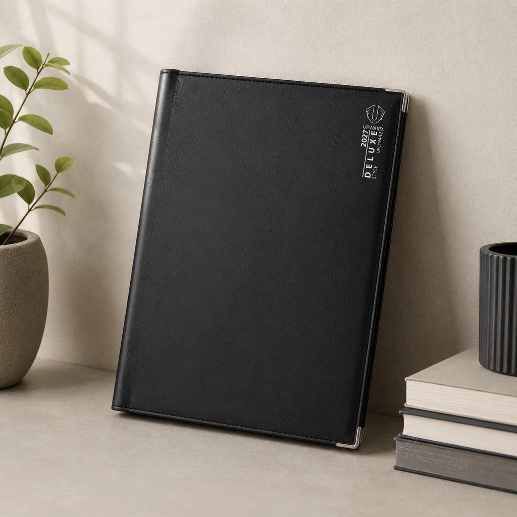 Upward Deluxe 2027 A4 PU Week To View Diary Black