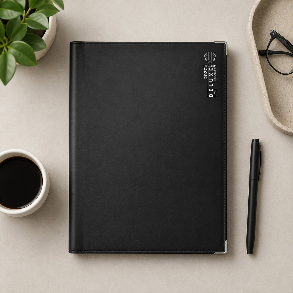 Upward Deluxe 2027 A4 PU Week To View Diary Black