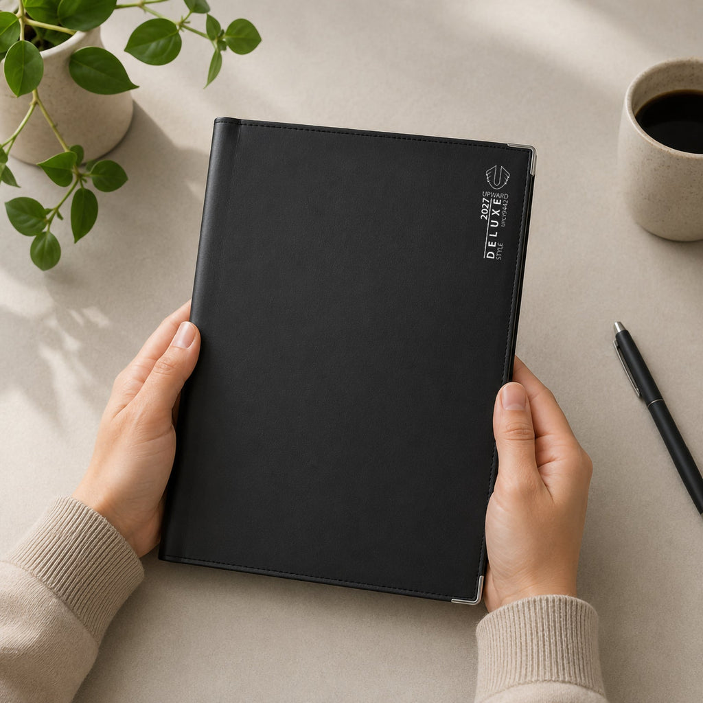 Upward Deluxe 2027 A4 PU Week To View Diary Black