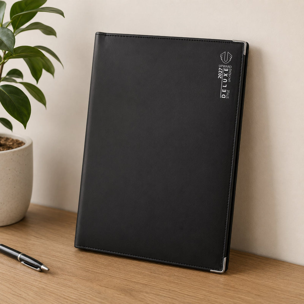 Upward Deluxe 2027 A4 PU Day To Page Diary Black