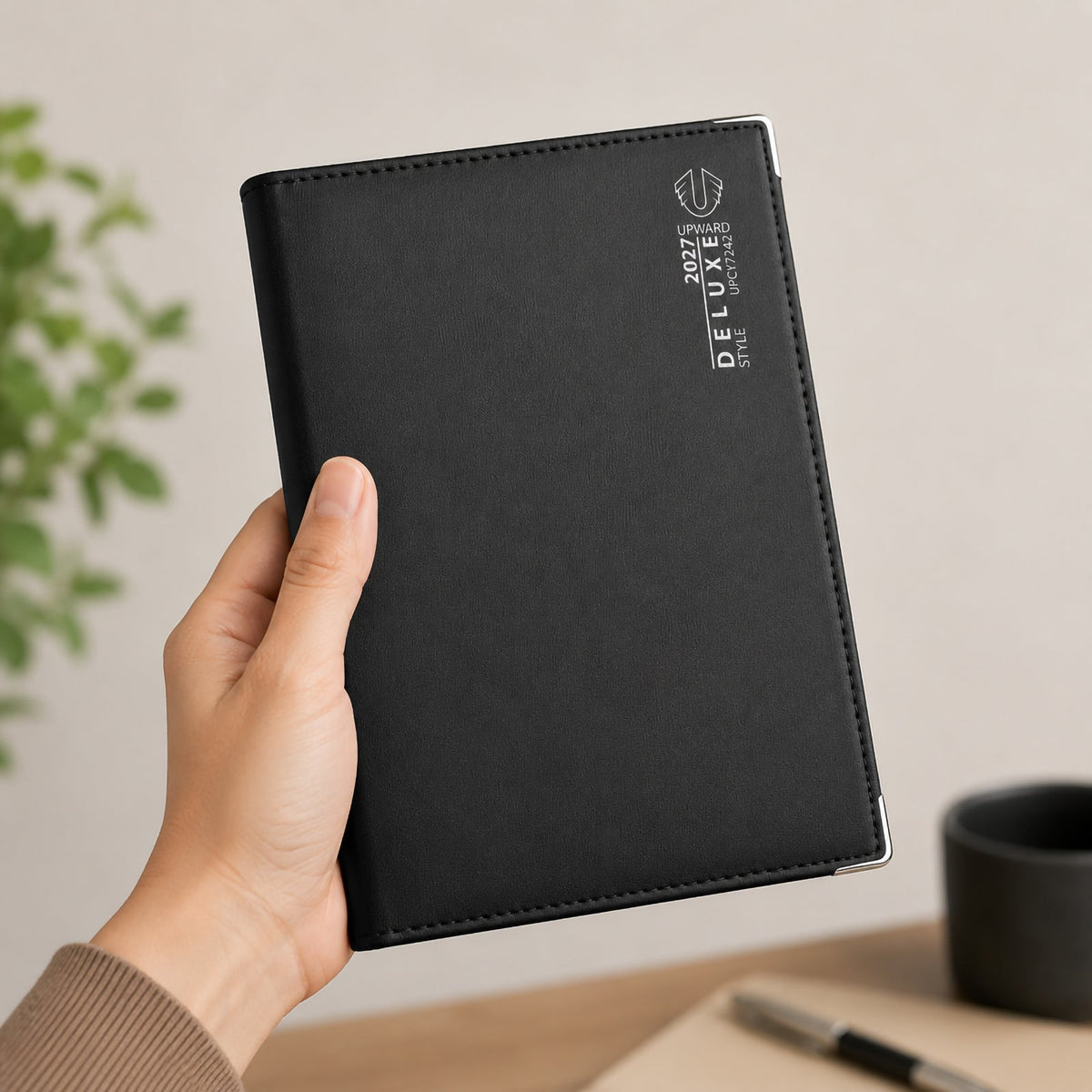 Upward Deluxe 2027 A5 PU Day To Page Diary Black