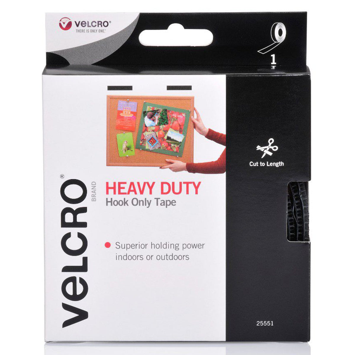 Velcro Brand Heavy Duty Hook Only Tape 25mm x 3m Black