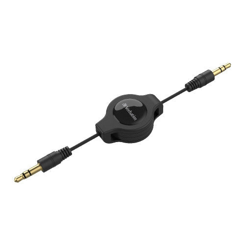 Verbatim 3.5mm AUX Audio Cable Retractable 75cm Black