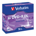 Verbatim 8X DVD+R DL Double Layer Silver 5 Pack Jewel Case