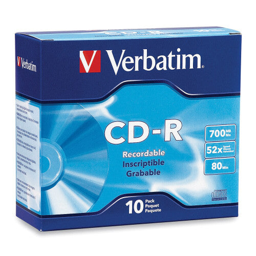 Verbatim CD-R Branded Silver 10 Pack Slim Case