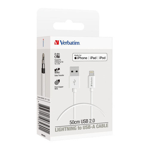 Verbatim Charge and Sync Lightning Cable 50cm White