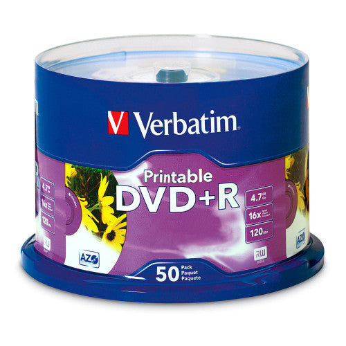 Verbatim DVD+R Inkjet Printable 16X White 50 Pack Spindle