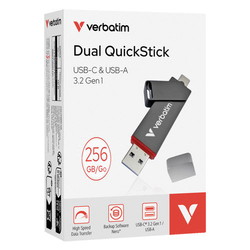 Verbatim Dual QuickStick SSD USB-A and USB-C 3.2 Gen1 256GB