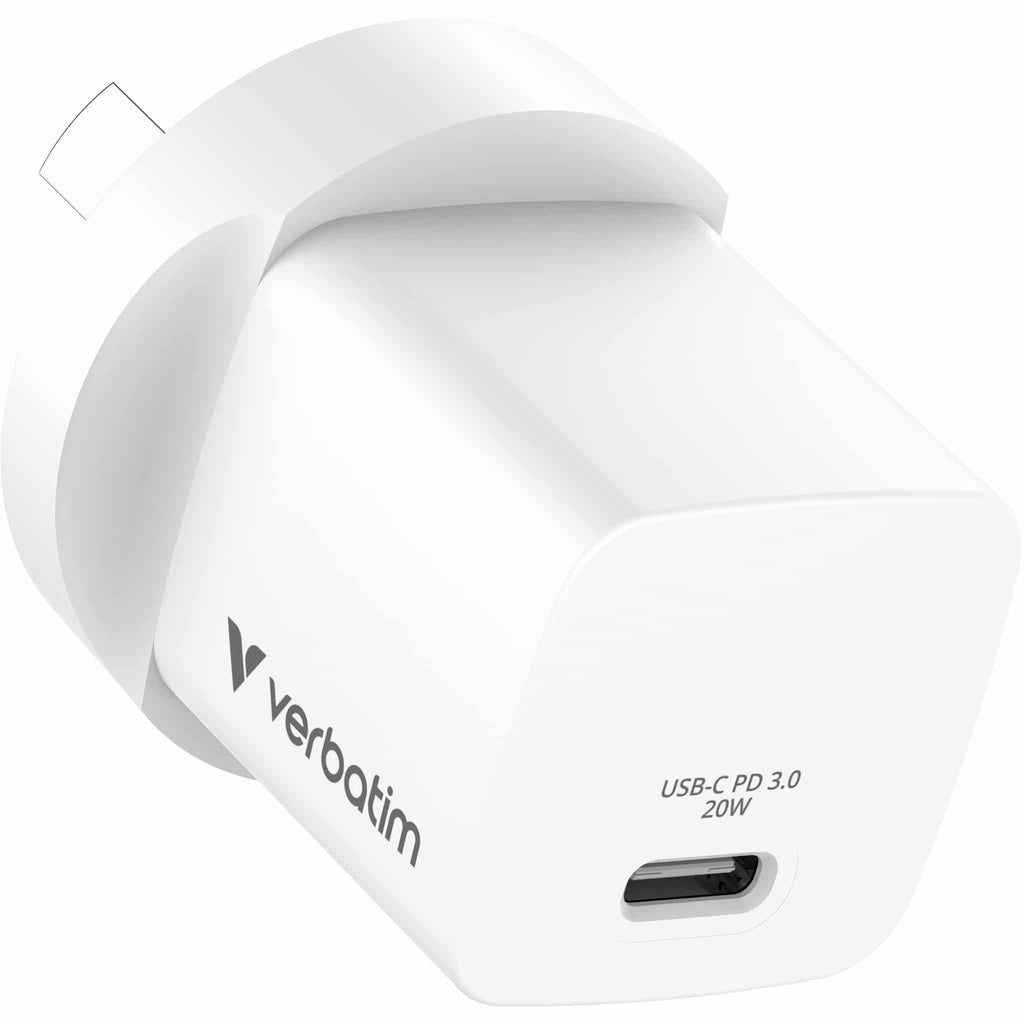 Verbatim Mini GaN Charger 20W USB-C White with 1m USB-C Cable