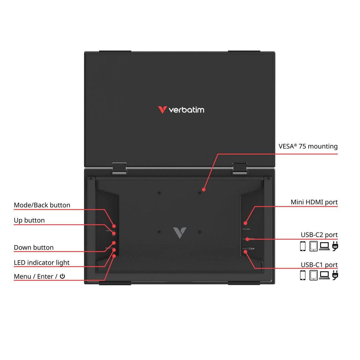 Verbatim Portable Dual Monitor 15.6 Inch Full HD