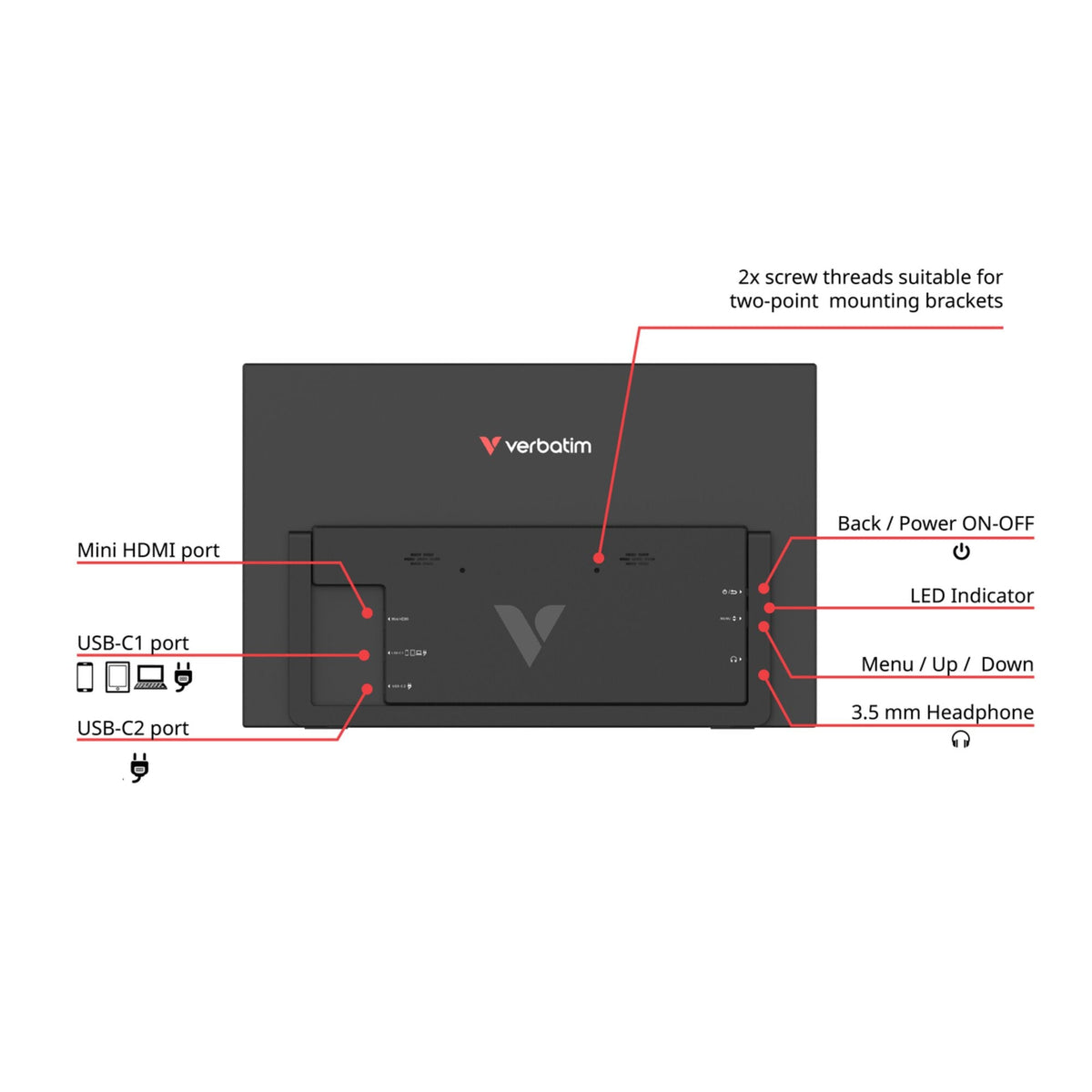 Verbatim Portable Monitor 15.6 Inch Full HD