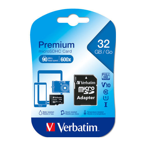 Verbatim Premium microSDHC Card 32GB with Adapter