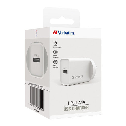 Verbatim Single Port USB Charger 2.4A White
