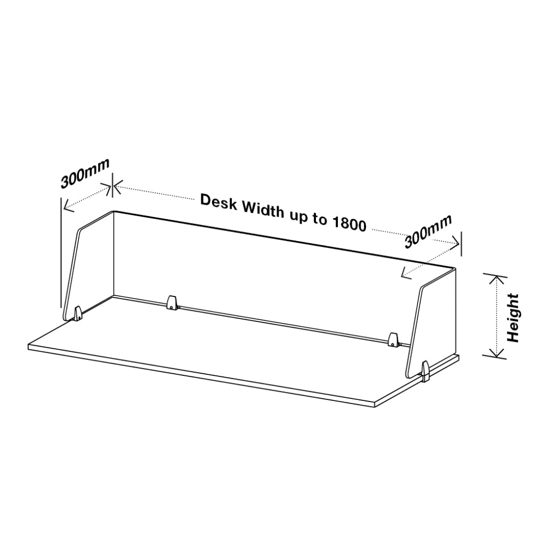 Visionchart DS24-UA-1260 SANA Serenity Desk Screen 24mm Above Desk Surround 1200x600x300mm