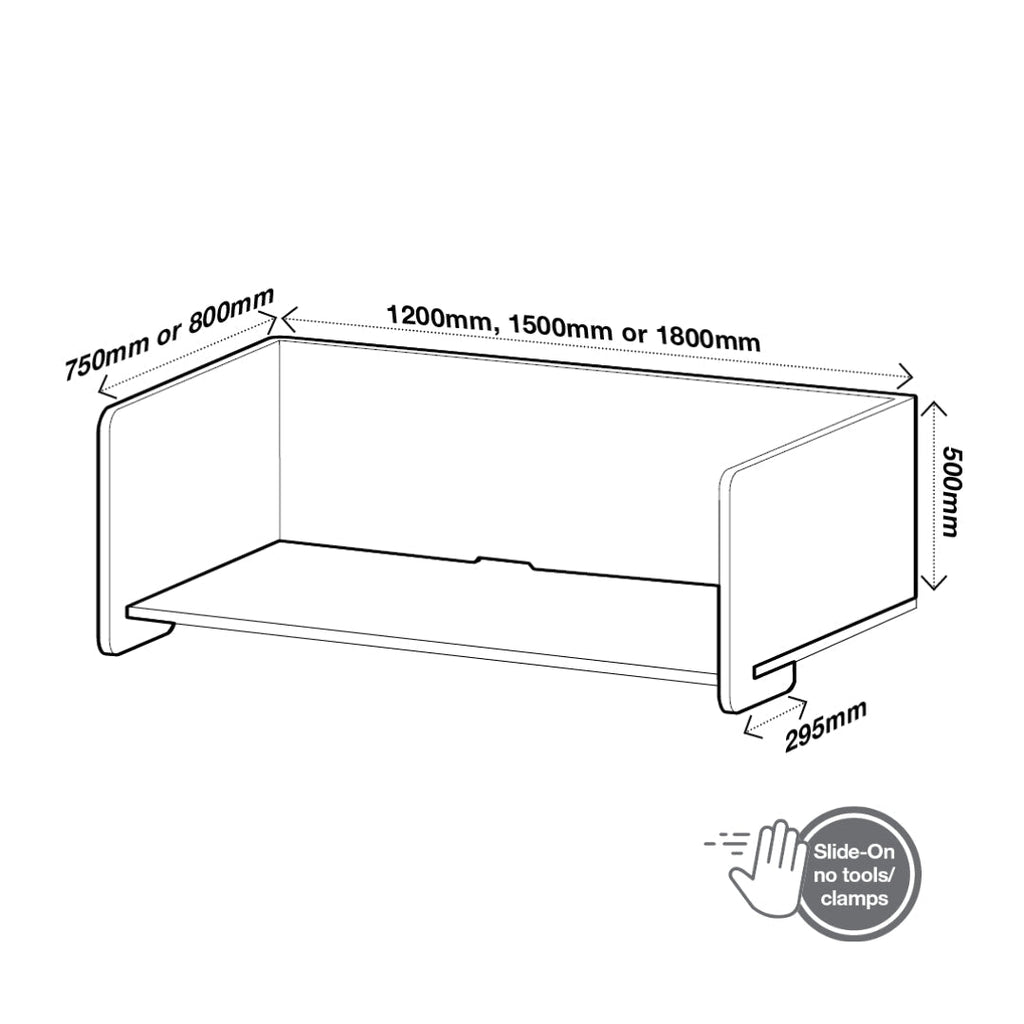 Visionchart DS24-US-1580ALT SANA Serenity Desk Screen 24mm Sit-Stand Slider Surround 1500x800x500mm
