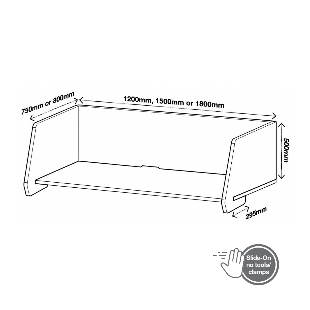Visionchart DS24-US-1580INC SANA Serenity Desk Screen 24mm Sit-Stand Slider Surround 1500x800x500mm