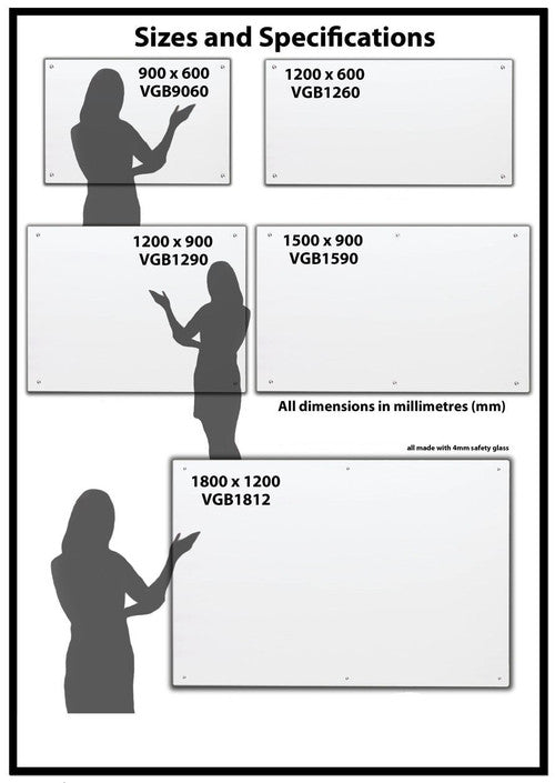 Visionchart VGB1260-B Lumiere Magnetic Glassboard 1200 x 600mm Black