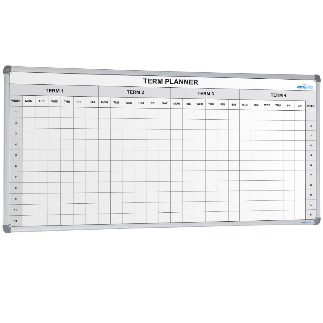 Visionchart School Planner Magnetic Whiteboard 2400 x 1200mm 4 Term