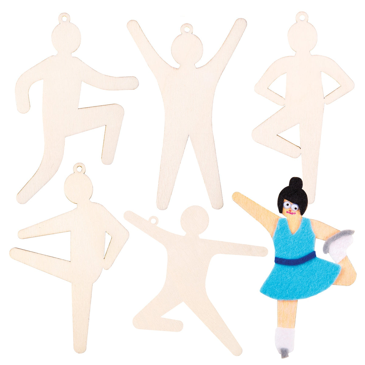 Zart Wooden Active Figures Pack of 24 3mm Plywood 6 Designs with String