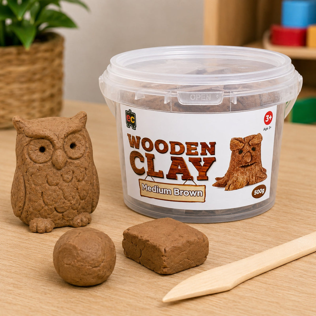 Wooden Clay 500g Medium Brown