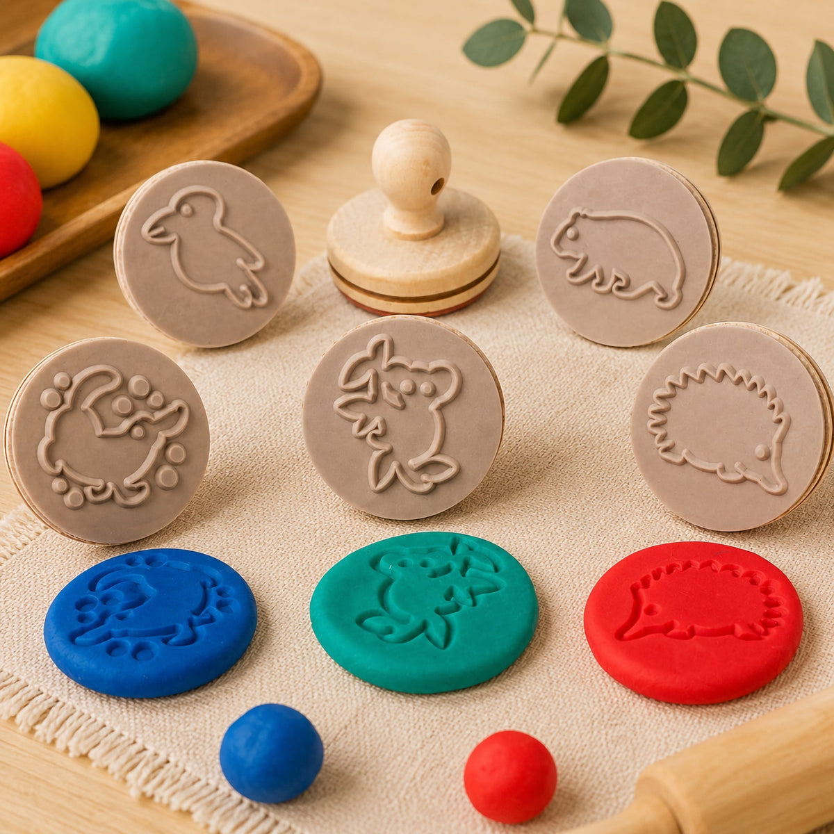 Wooden Dough Stamps Animals