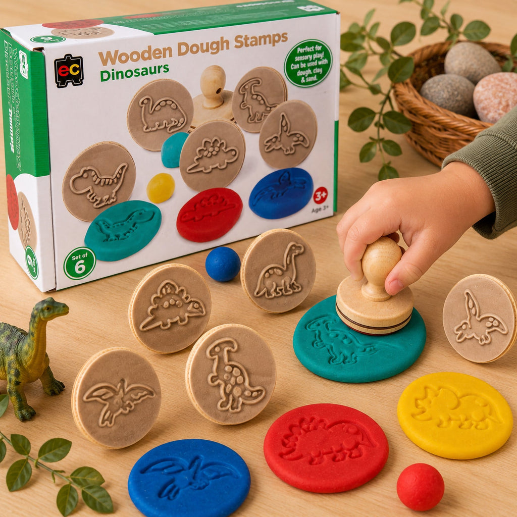 Wooden Dough Stamps Dinosaurs