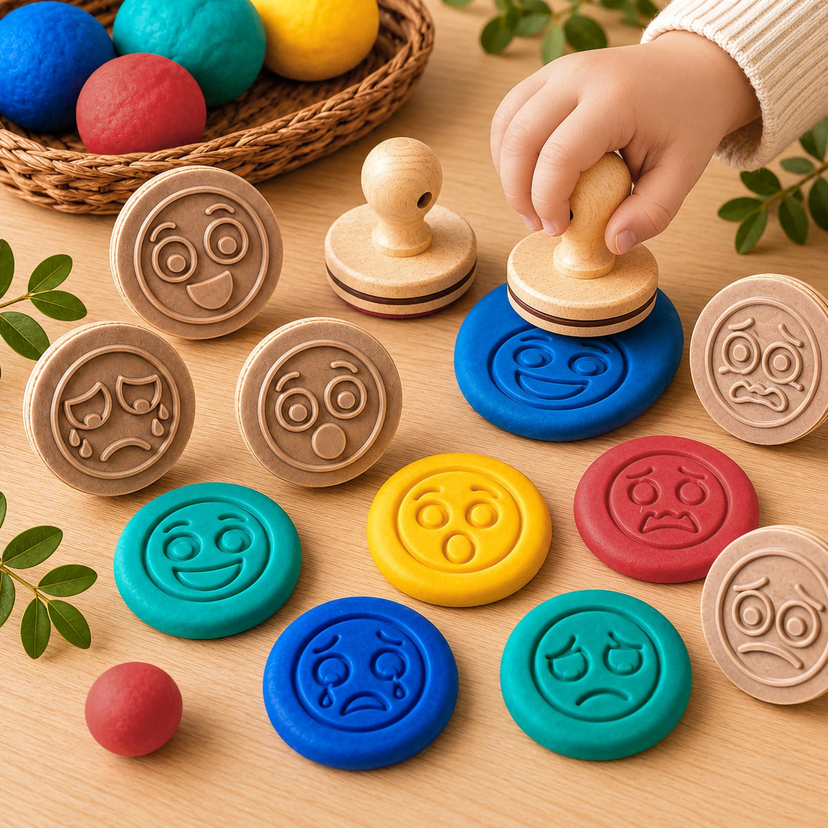 Wooden Dough Stamps Emotions