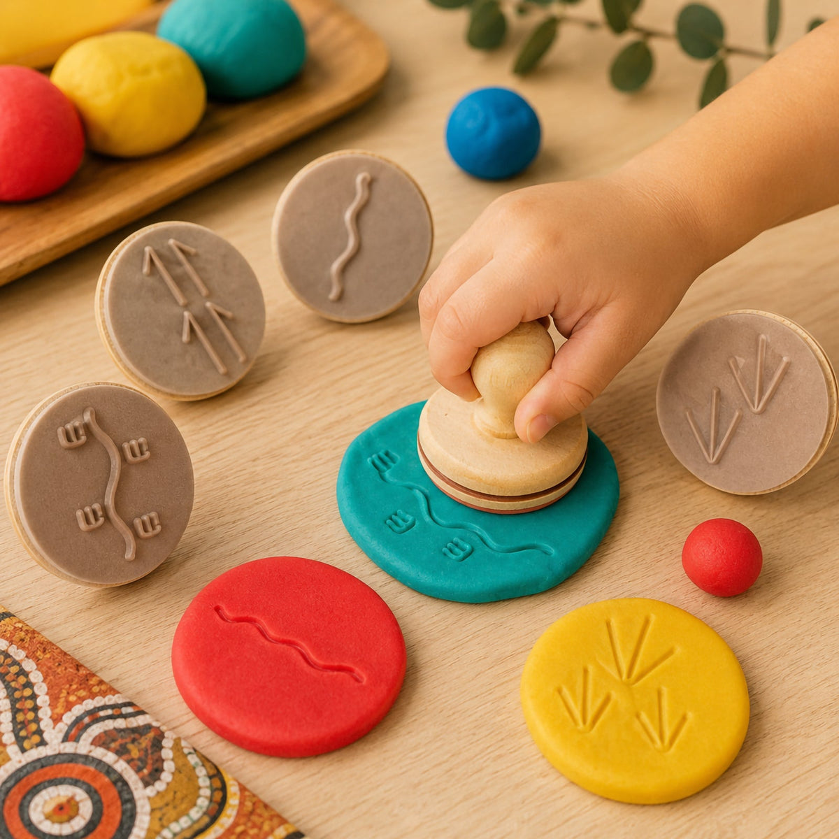 Wooden Dough Stamps Indigenous Ani Track