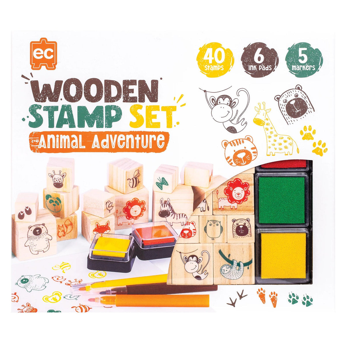 Wooden Stamp Set All About Animals