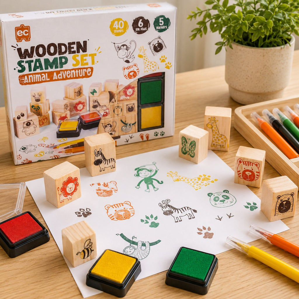Wooden Stamp Set All About Animals