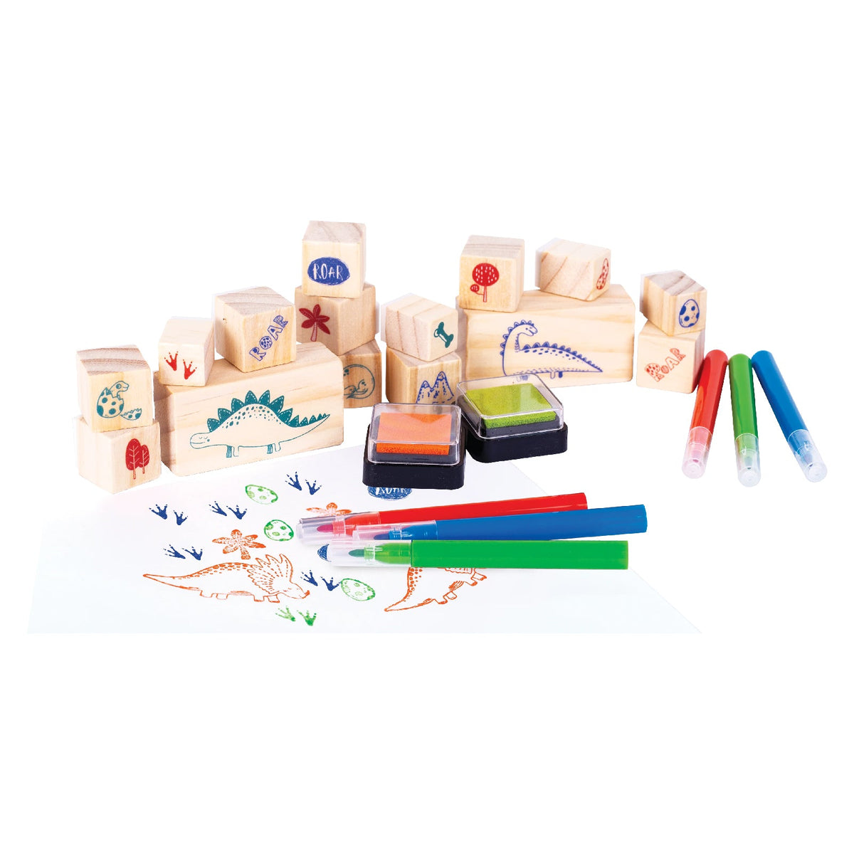 Wooden Stamp Set Dinosaurs