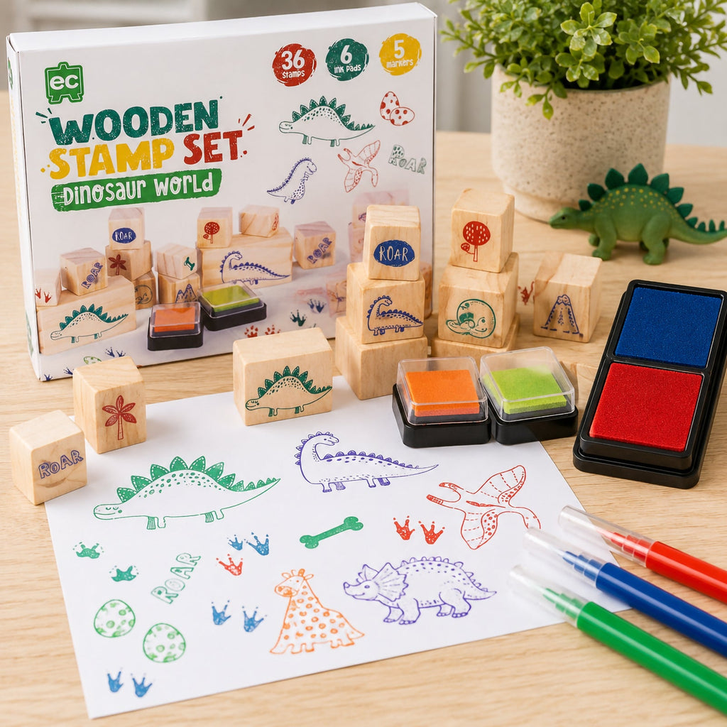 Wooden Stamp Set Dinosaurs