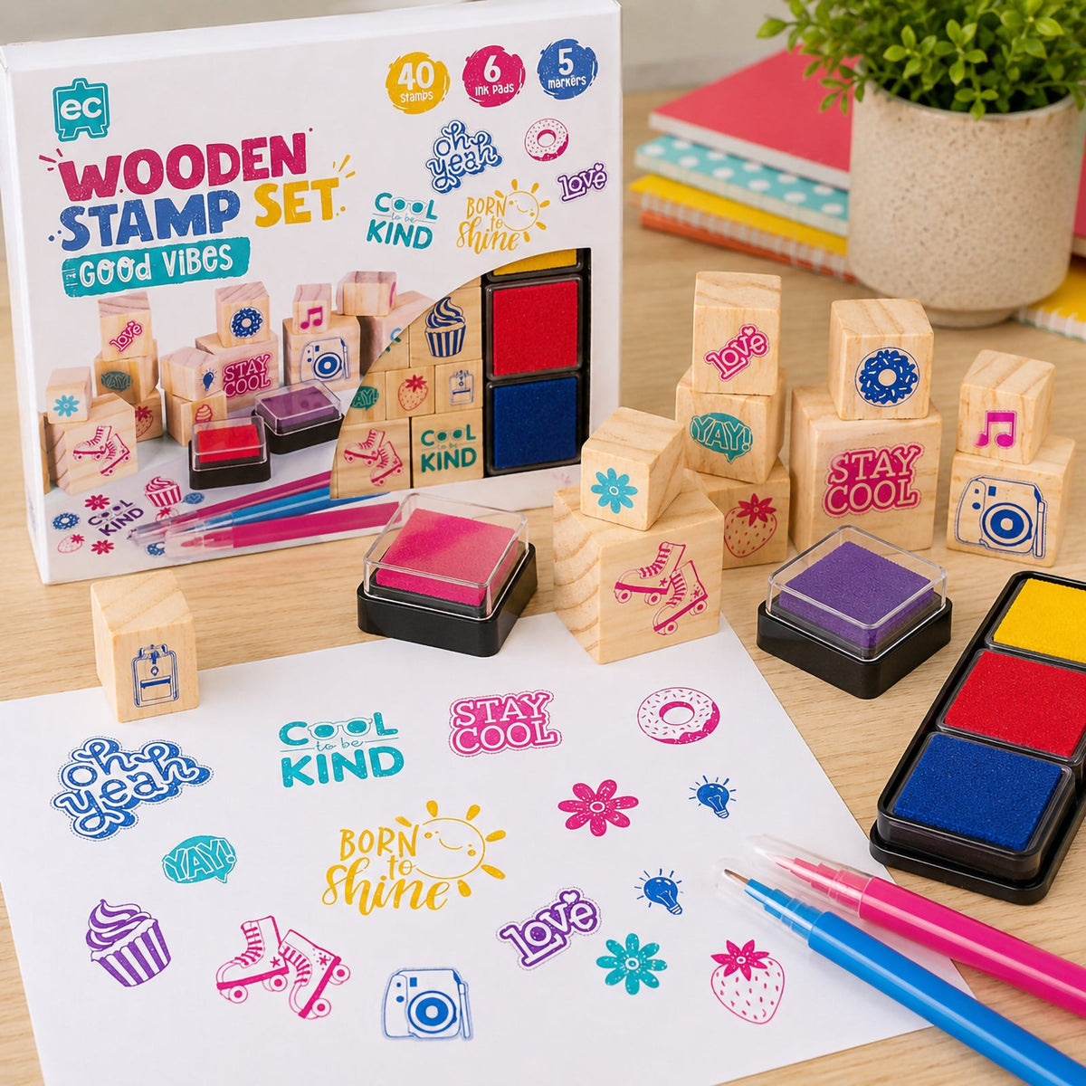 Wooden Stamp Set Good Vibes!