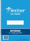 Writer A4 Notebook 240 Page 8mm Ruled Side Spiral